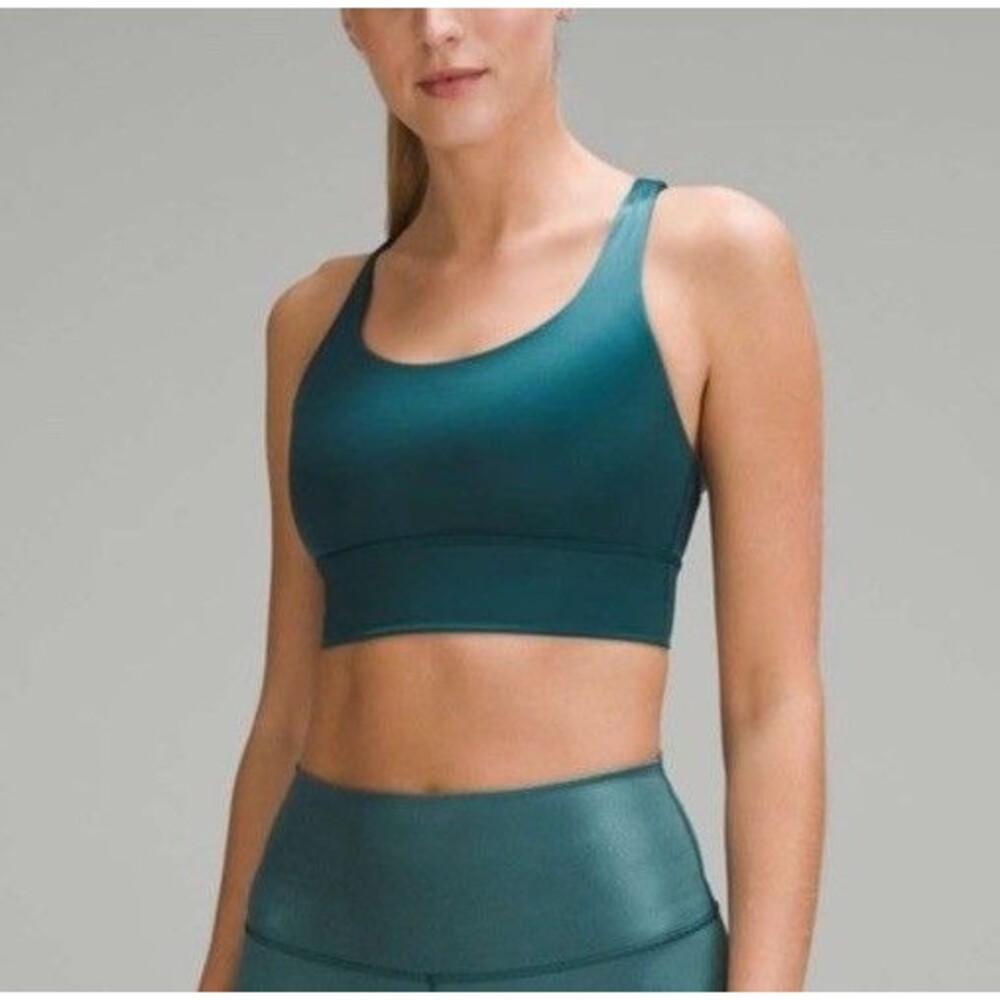Lululemon Size 12 Energy Bra Longline Green Foil Shine
